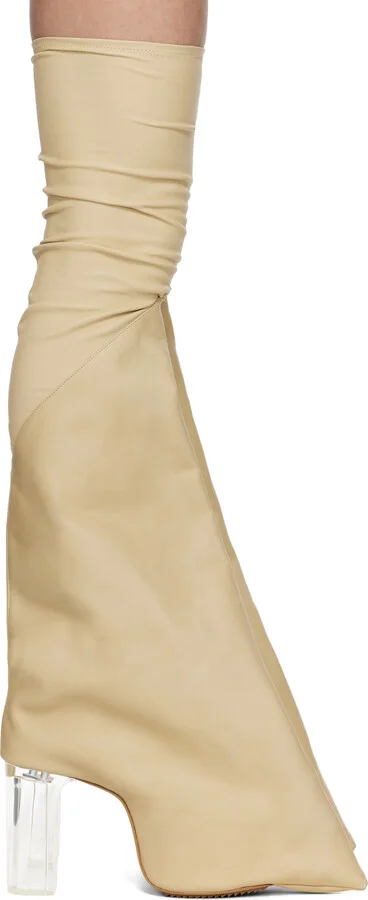 Rick Owens Beige Hollywood Taco Kiss Tall Boots