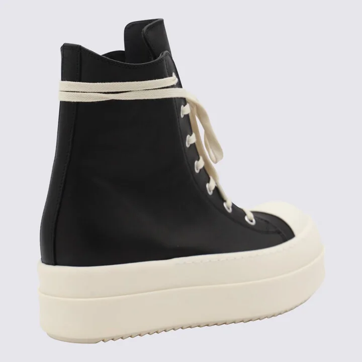 Rick Owens Black And White Leather Sneakers - Image 2