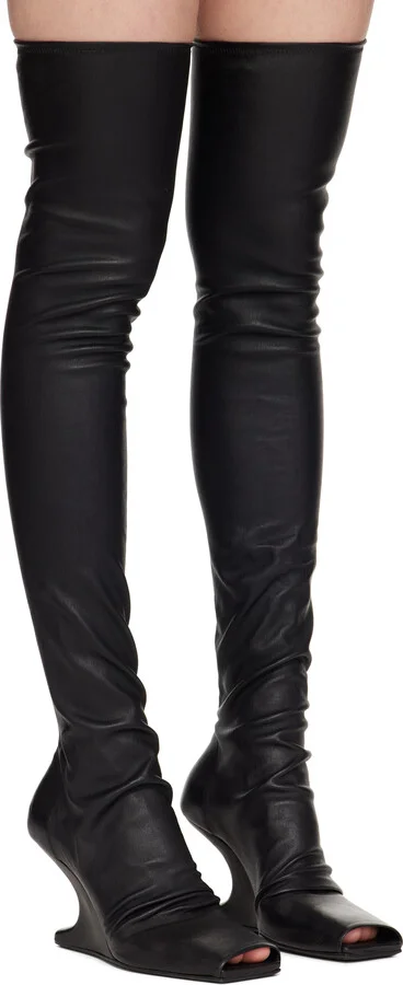 Rick Owens Black Cantilever Tall Boots - Image 4