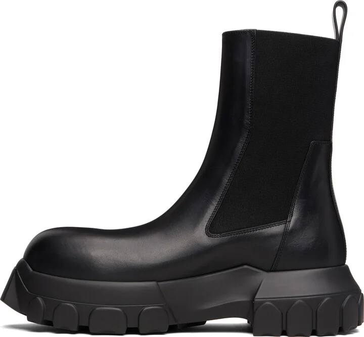 Rick Owens Black Concordians Beatle Bozo Tractor Chelsea Boots - Image 3