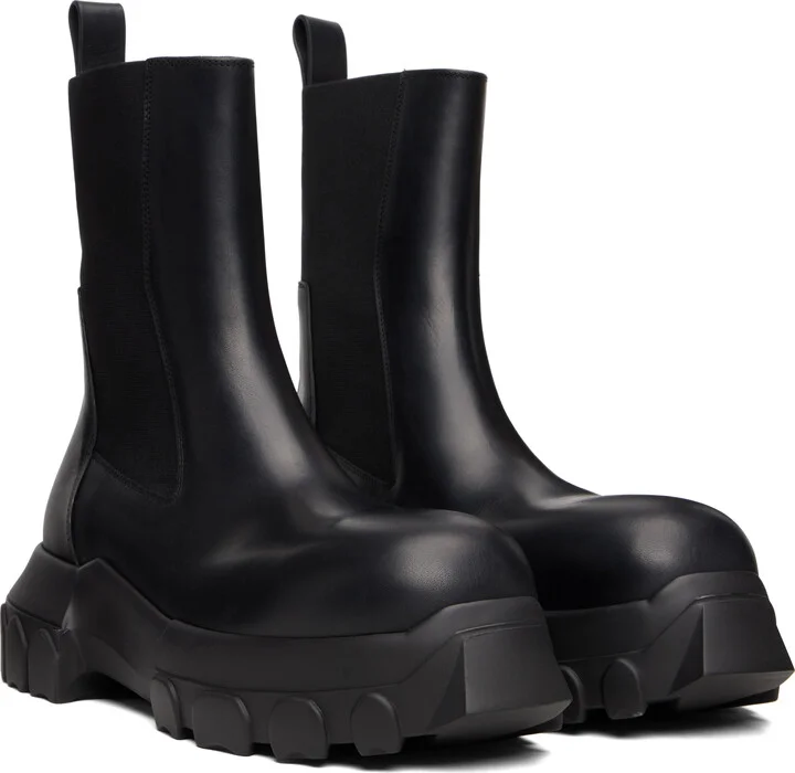 Rick Owens Black Concordians Beatle Bozo Tractor Chelsea Boots - Image 4