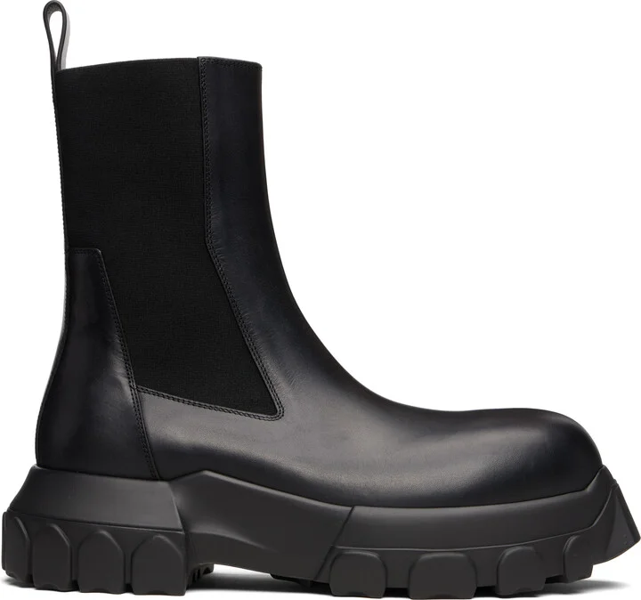 Rick Owens Black Concordians Beatle Bozo Tractor Chelsea Boots