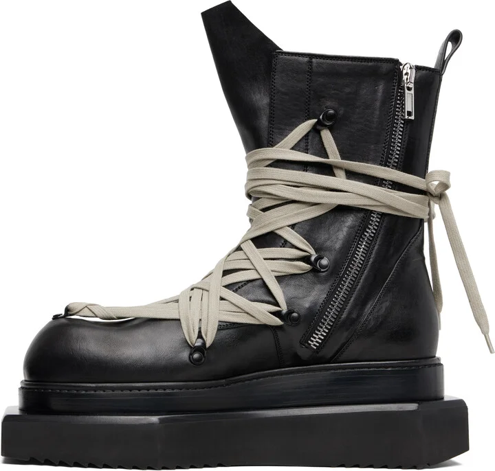 Rick Owens Black Concordians Megalace Turbo Cyclops Boots - Image 3