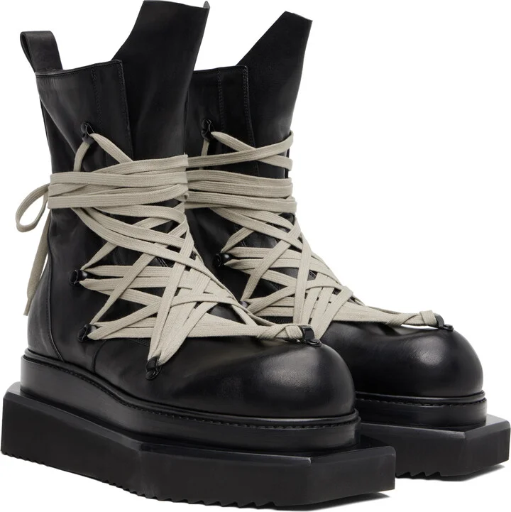 Rick Owens Black Concordians Megalace Turbo Cyclops Boots - Image 4