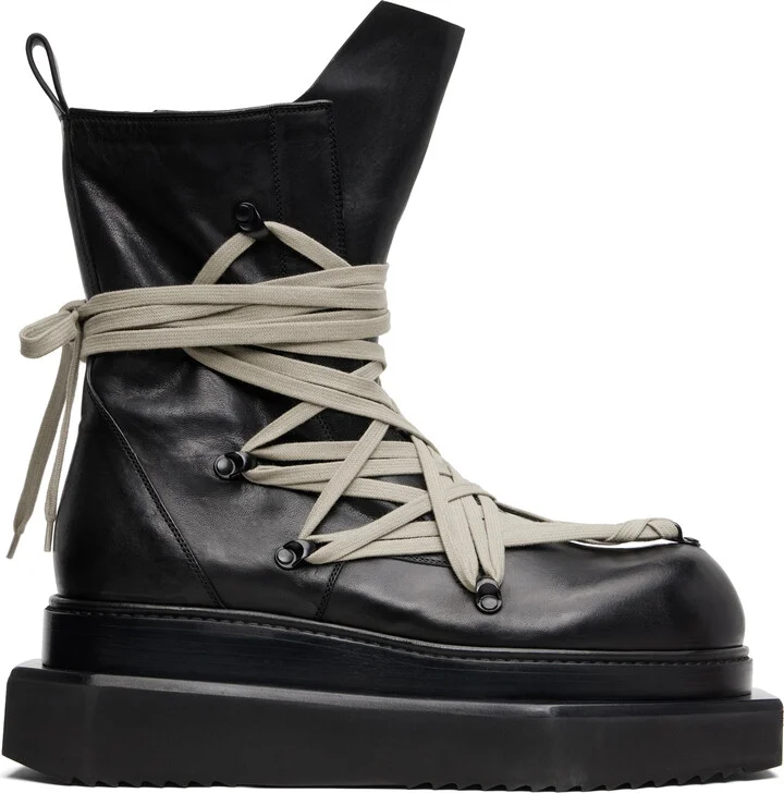 Rick Owens Black Concordians Megalace Turbo Cyclops Boots