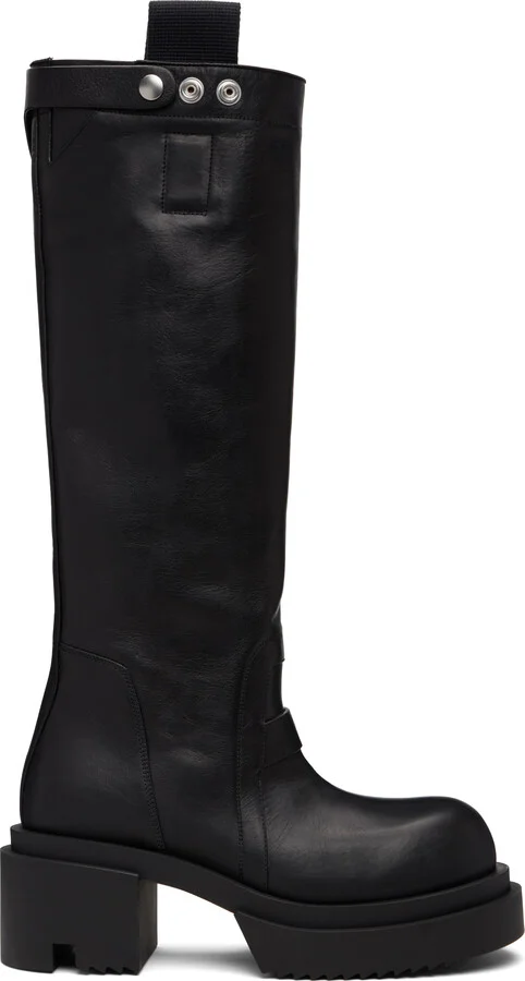 Rick Owens Black Concordians Pull On Mega Tractor Boots