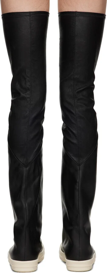 Rick Owens Black Flared Thigh High Sneakers - Image 2