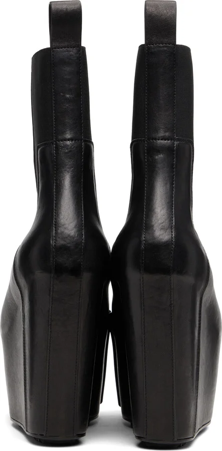 Rick Owens Black Grilled Wedge Beatle Chelsea Boots - Image 2