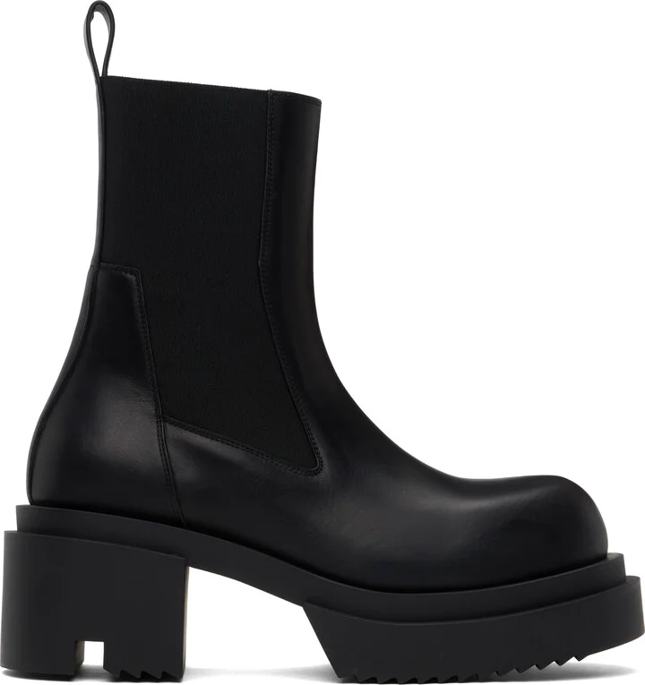 Rick Owens Black Hollywood Beatle Bogun Chelsea Boots