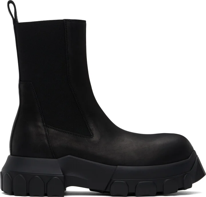 Rick Owens Black Hollywood Beatle Bozo Tractor Chelsea Boots