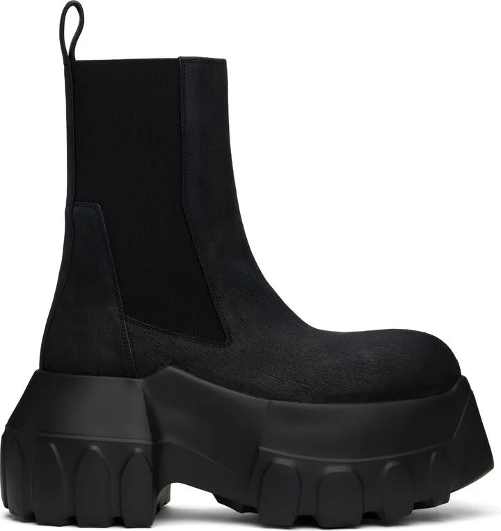 Rick Owens Black Hollywood Beatle Mega Tractor Boots