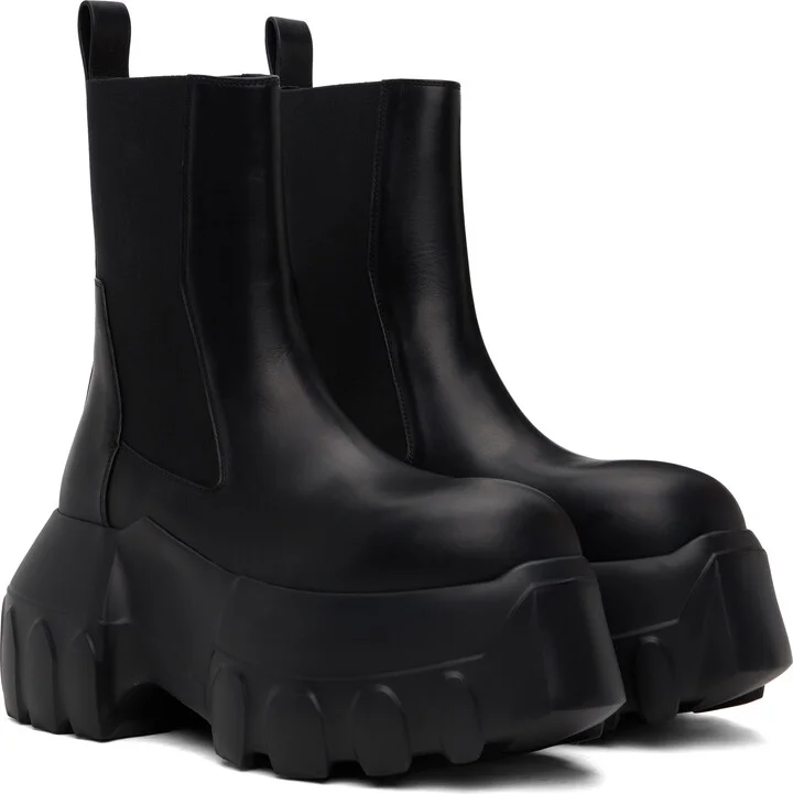 Rick Owens Black Hollywood Beatle Mega Tractor Chelsea Boots - Image 4