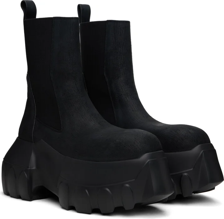 Rick Owens Black Hollywood Beatle Mega Tractor Chelsea Boots - Image 4