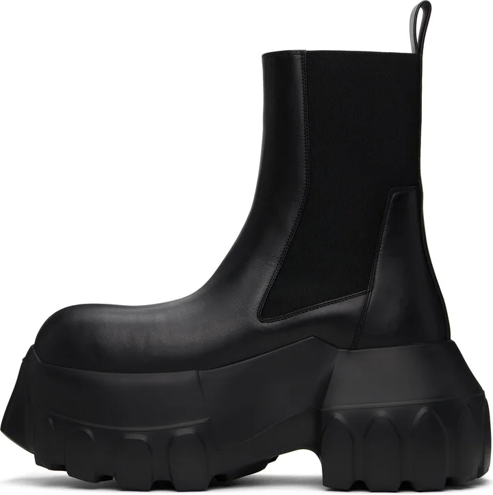 Rick Owens Black Hollywood Beatle Mega Tractor Chelsea Boots - Image 3