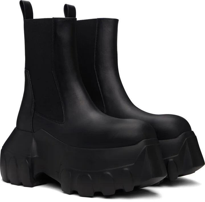 Rick Owens Black Hollywood Beatle Mega Tractor Chelsea Boots - Image 4