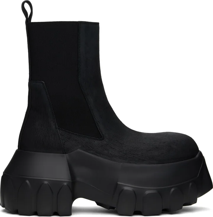Rick Owens Black Hollywood Beatle Mega Tractor Chelsea Boots
