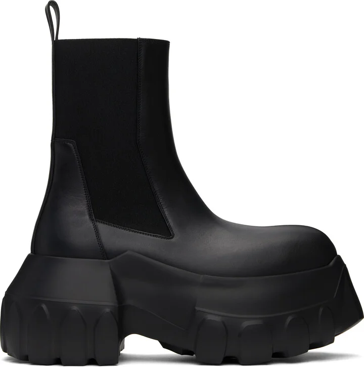 Rick Owens Black Hollywood Beatle Mega Tractor Chelsea Boots