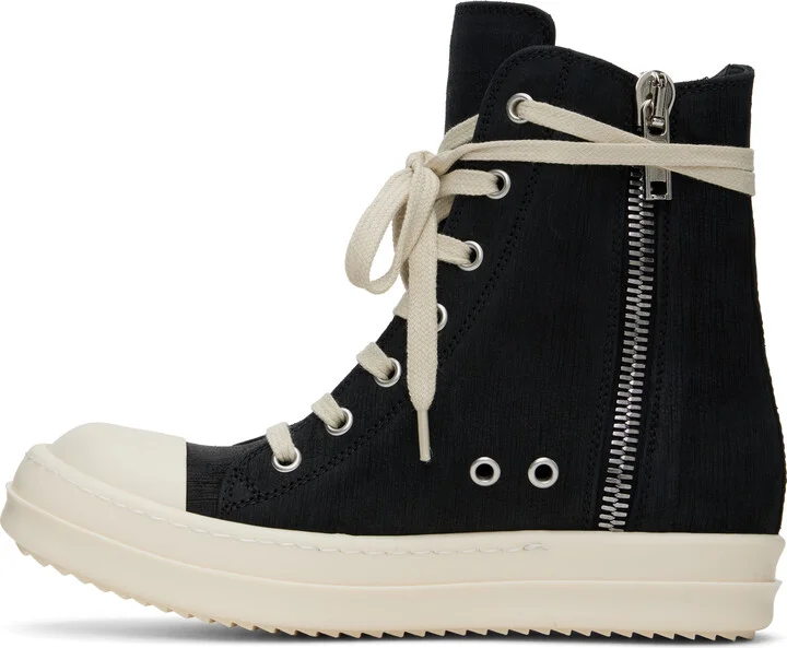 Rick Owens Black Hollywood Bull Leather Sneakers - Image 3