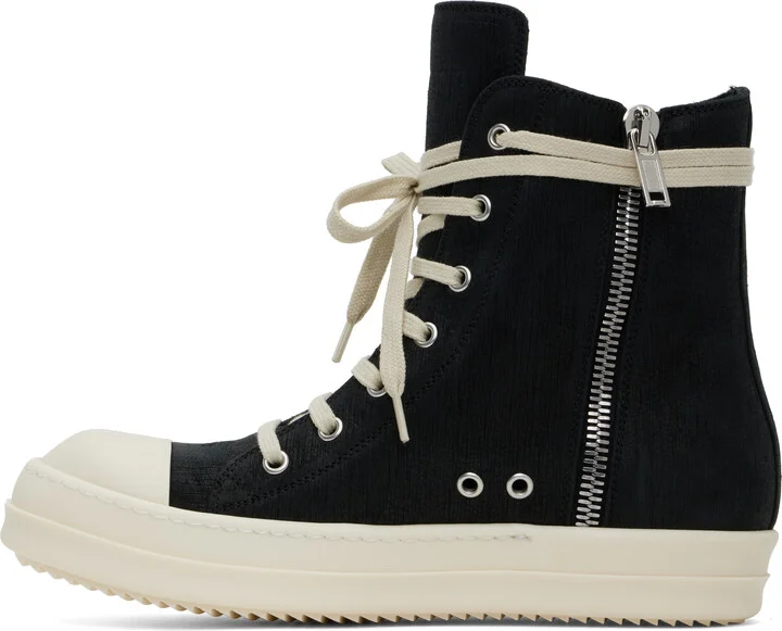 Rick Owens Black Hollywood Bull Leather Sneakers - Image 3