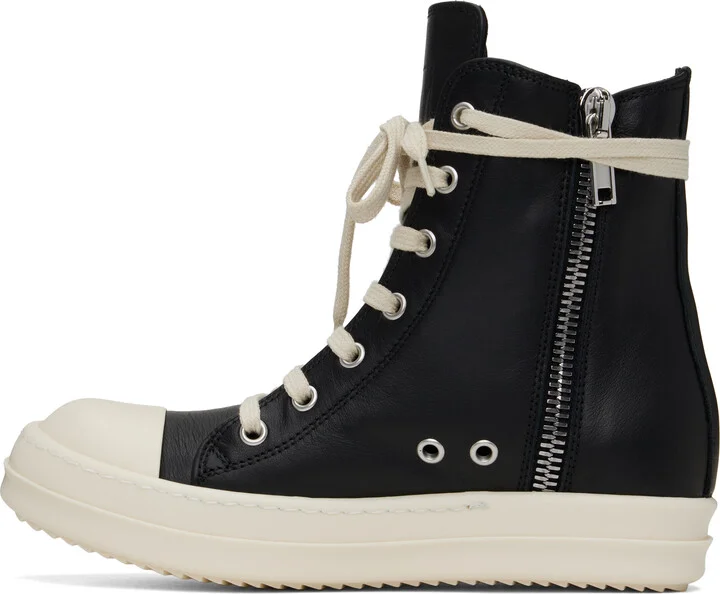 Rick Owens Black Hollywood Calf Leather Sneakers - Image 3