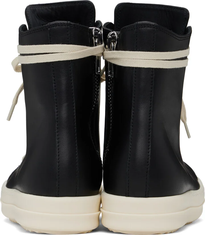 Rick Owens Black Hollywood Calf Leather Sneakers - Image 2