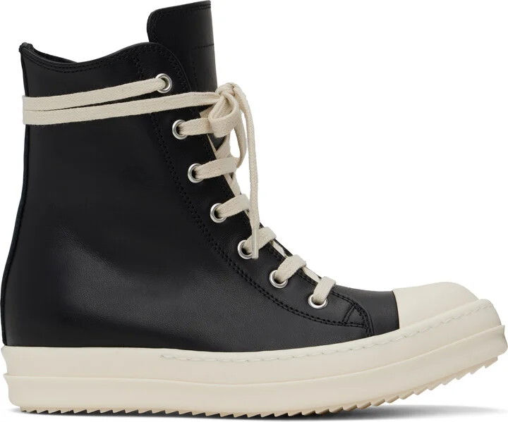 Rick Owens Black Hollywood Calf Leather Sneakers
