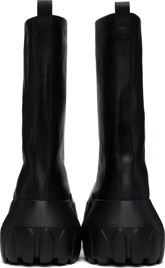 Rick Owens Black Hollywood Flared Mega Tractor Boots - Image 2