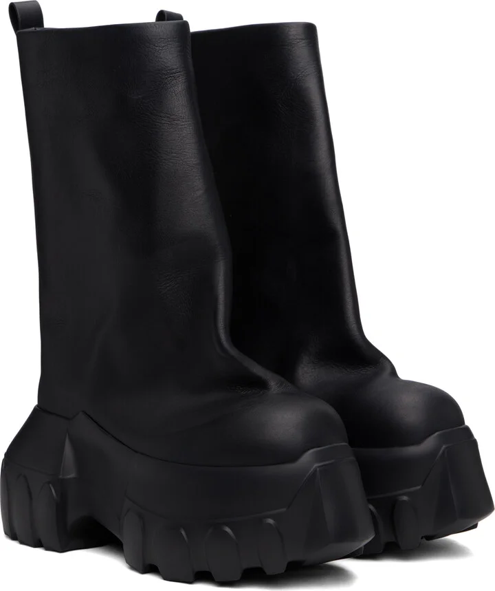Rick Owens Black Hollywood Flared Mega Tractor Boots - Image 4