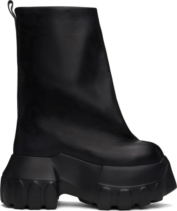 Rick Owens Black Hollywood Flared Mega Tractor Boots