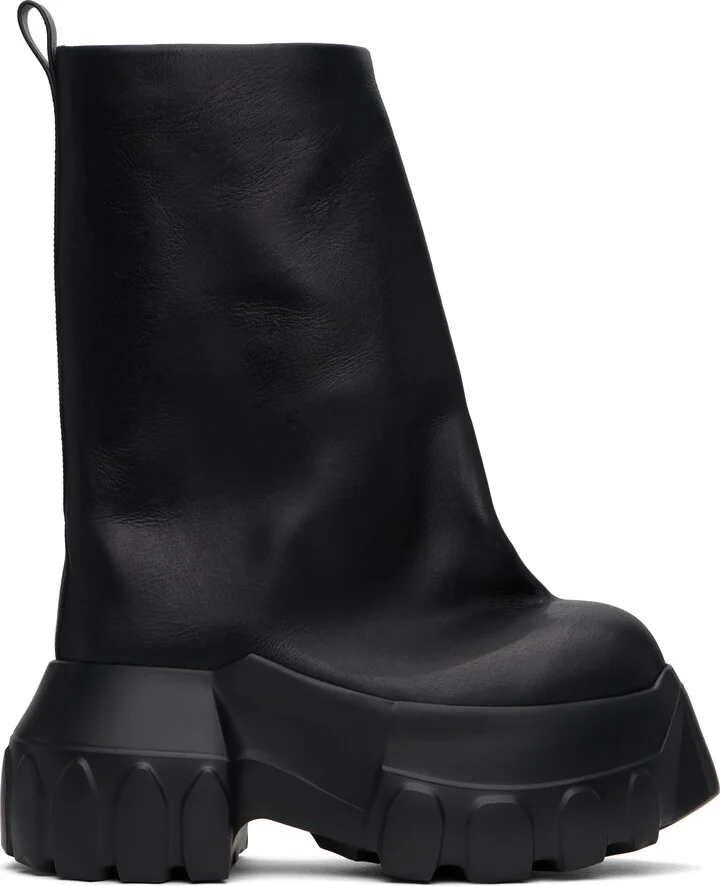 Rick Owens Black Hollywood Flared Mega Tractor Boots