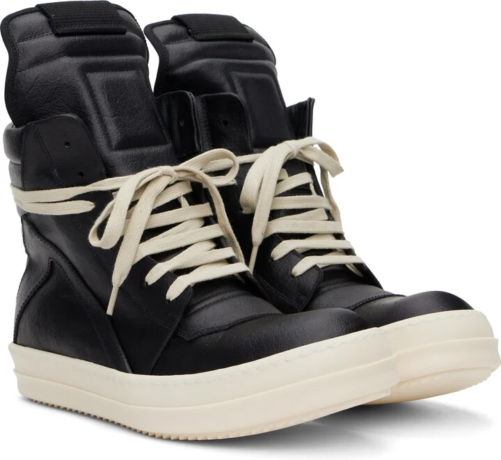 Rick Owens Black Hollywood Geobasket Sneakers - Image 4