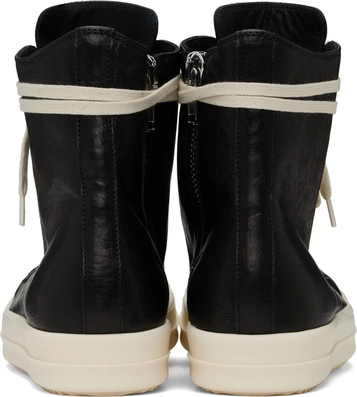 Rick Owens Black Hollywood Goat Leather Sneakers - Image 2