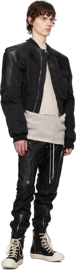 Rick Owens Black Hollywood Goat Leather Sneakers - Image 5