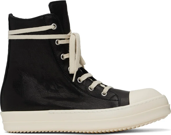 Rick Owens Black Hollywood Goat Leather Sneakers