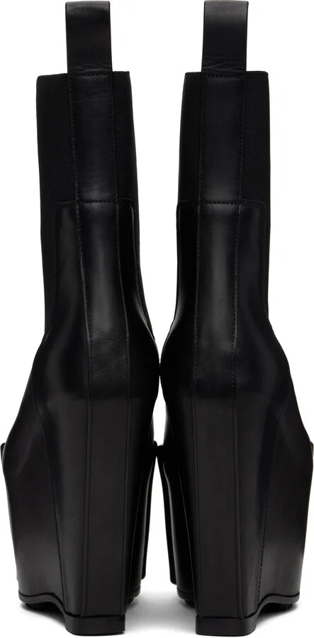 Rick Owens Black Hollywood Grilled Wedge Beatle Chelsea Boots - Image 2