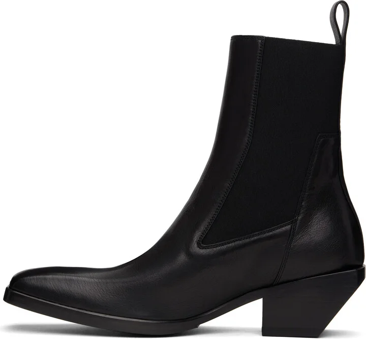 Rick Owens Black Hollywood Heeled Sliver Chelsea Boots - Image 3