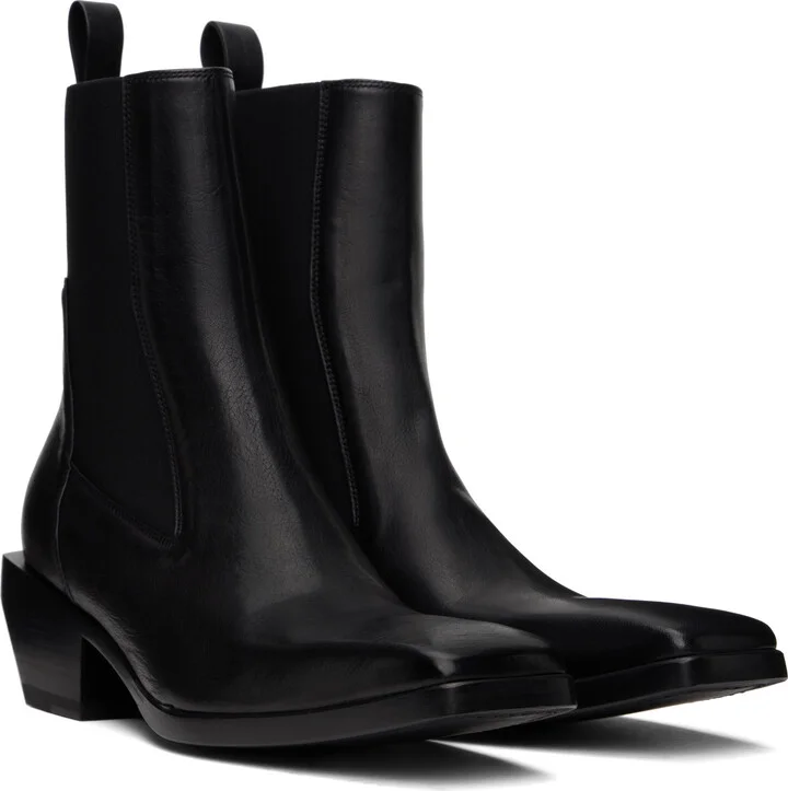 Rick Owens Black Hollywood Heeled Sliver Chelsea Boots - Image 4