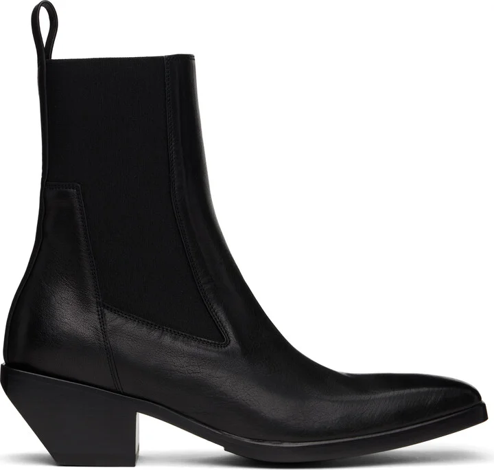 Rick Owens Black Hollywood Heeled Sliver Chelsea Boots