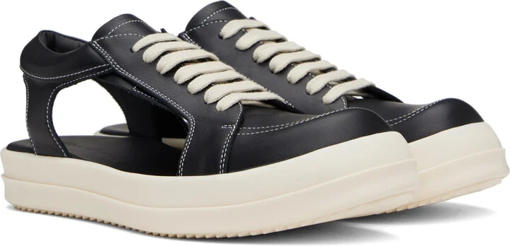 Rick Owens Black Hollywood Hollowed Vintage Sneaks Sneakers - Image 4
