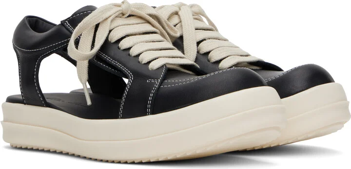 Rick Owens Black Hollywood Hollowed Vintage Sneaks Sneakers - Image 4