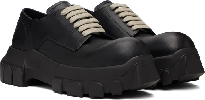 Rick Owens Black Hollywood Laceup Bozo Tractor Derbys - Image 4