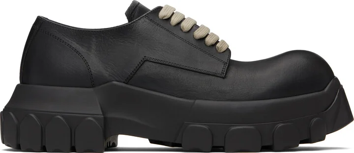 Rick Owens Black Hollywood Laceup Bozo Tractor Derbys