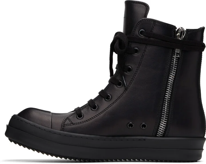 Rick Owens Black Hollywood Leather Sneakers - Image 3