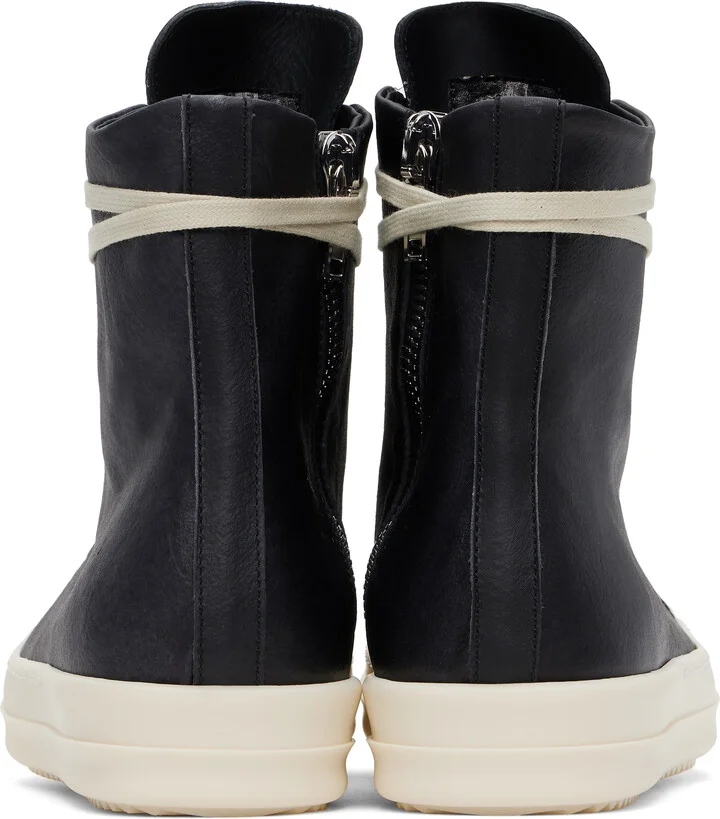 Rick Owens Black Hollywood Leather Sneakers - Image 2