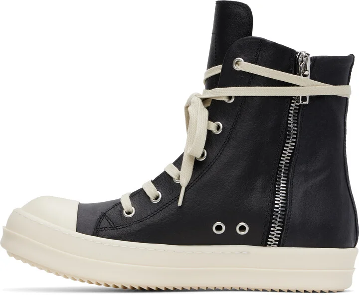 Rick Owens Black Hollywood Leather Sneakers - Image 3