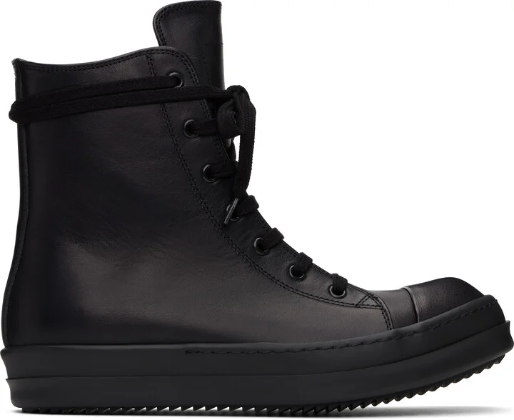 Rick Owens Black Hollywood Leather Sneakers