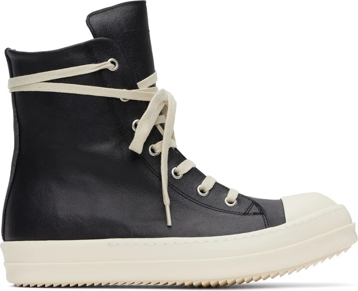 Rick Owens Black Hollywood Leather Sneakers