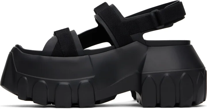 Rick Owens Black Hollywood Mega Tractor Heeled Sandals - Image 3