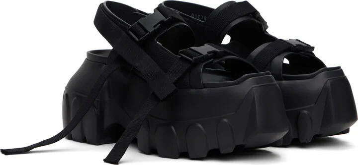 Rick Owens Black Hollywood Mega Tractor Heeled Sandals - Image 4