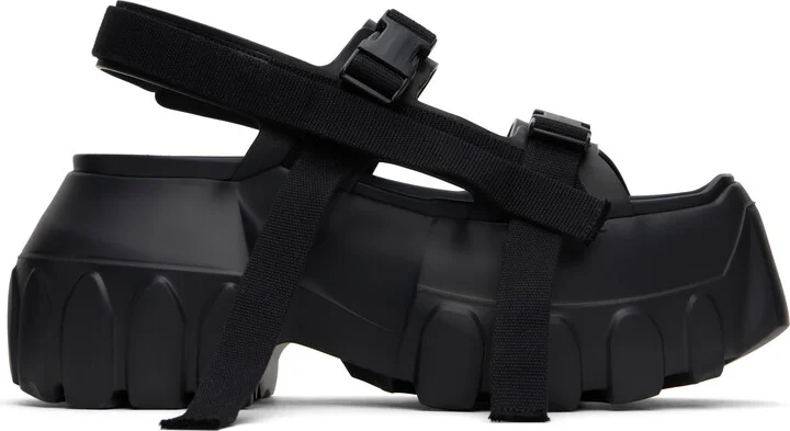 Rick Owens Black Hollywood Mega Tractor Heeled Sandals